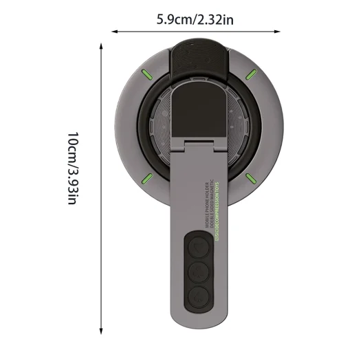 AluStandX (SB1) Szürke Techsuit - Mágneses Gyűrűtartó, 360° Állítható Állvány, Csúszásmentes Szilikon Gyűrű, Világító Csík Dizájn - 3