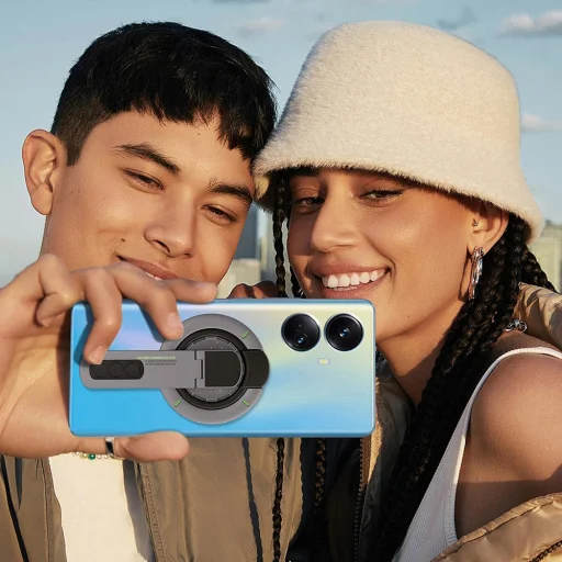 AluStandX (SB1) Szürke Techsuit - Mágneses Gyűrűtartó, 360° Állítható Állvány, Csúszásmentes Szilikon Gyűrű, Világító Csík Dizájn - 5