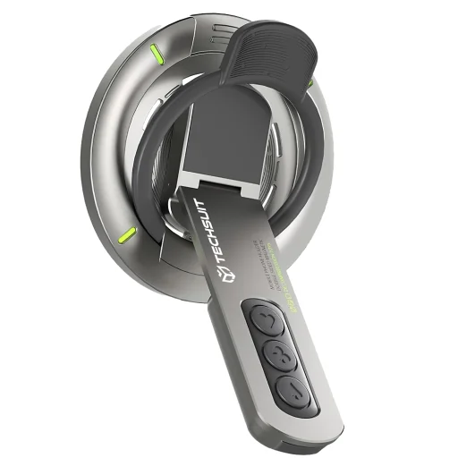 AluStandX (SB1) Szürke Techsuit - Mágneses Gyűrűtartó, 360° Állítható Állvány, Csúszásmentes Szilikon Gyűrű, Világító Csík Dizájn - 1