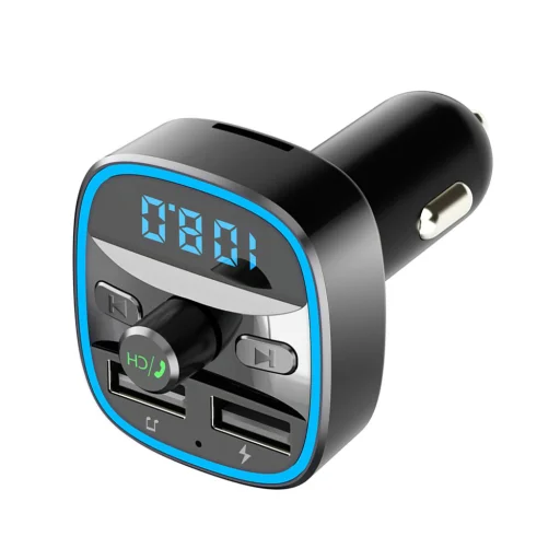 FM Transmitter JamLink Techsuit (MFM2) - Dual USB, SD kártya, Kék hangulatvilágítás, Ultrakompakt dizájn, Bluetooth - Fekete. - 5