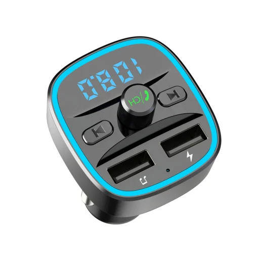 FM Transmitter JamLink Techsuit (MFM2) - Dual USB, SD kártya, Kék hangulatvilágítás, Ultrakompakt dizájn, Bluetooth - Fekete. - 3