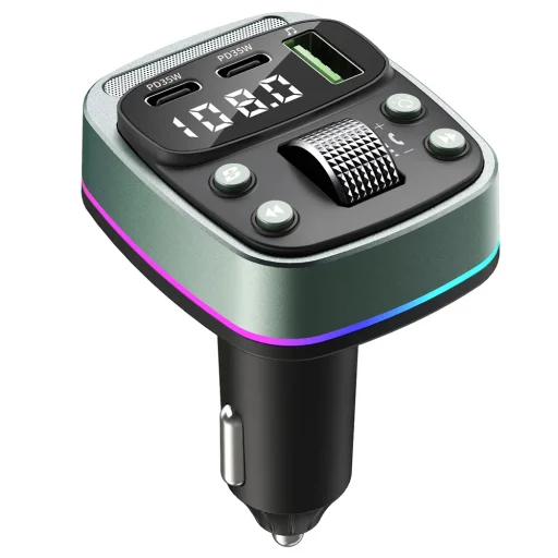 FM Transmitter Techsuit EchoDrive (MFM3) - Dual PD35W, Bluetooth V5.4, U-Disk zenéléshez, Basszusbeállítás - Fekete - 2