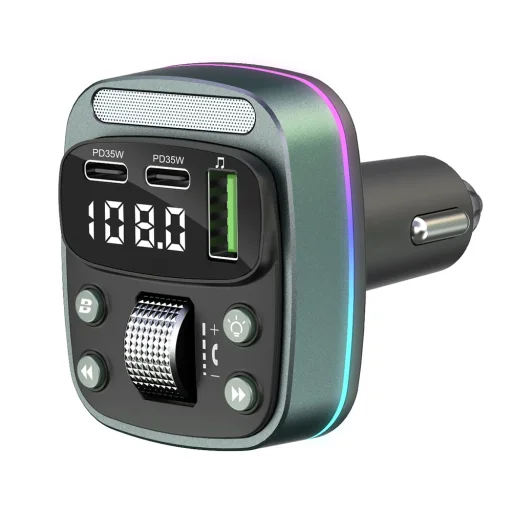 FM Transmitter Techsuit EchoDrive (MFM3) - Dual PD35W, Bluetooth V5.4, U-Disk zenéléshez, Basszusbeállítás - Fekete - 3
