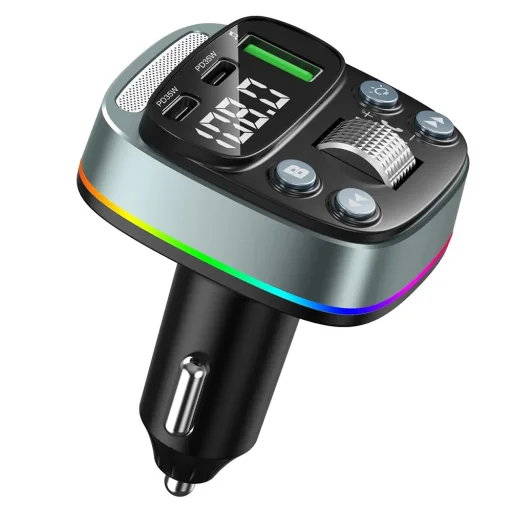 FM Transmitter Techsuit EchoDrive (MFM3) - Dual PD35W, Bluetooth V5.4, U-Disk zenéléshez, Basszusbeállítás - Fekete - 4