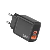 Falitöltő Techsuit Duonix20W (CH2) - Type-C, USB, Dual Travel Charger 20W - Fekete thumbnail