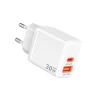 Duonix30W (CH1) Fehér Techsuit fali töltő - Type-C, USB, dupla utazó töltő 30W thumbnail