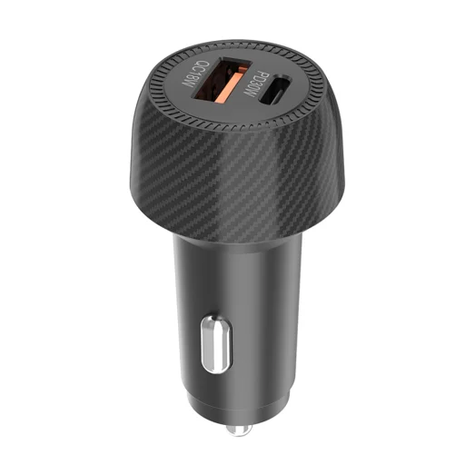 Car Charger Techsuit CarbonVolt (C7) – Gyors töltés 48W, USB, Type-C, QC3.0 18W, PD30W – Fekete - 2
