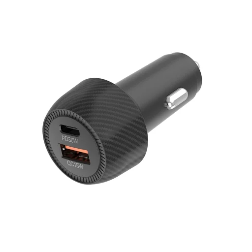 Car Charger Techsuit CarbonVolt (C7) – Gyors töltés 48W, USB, Type-C, QC3.0 18W, PD30W – Fekete - 3