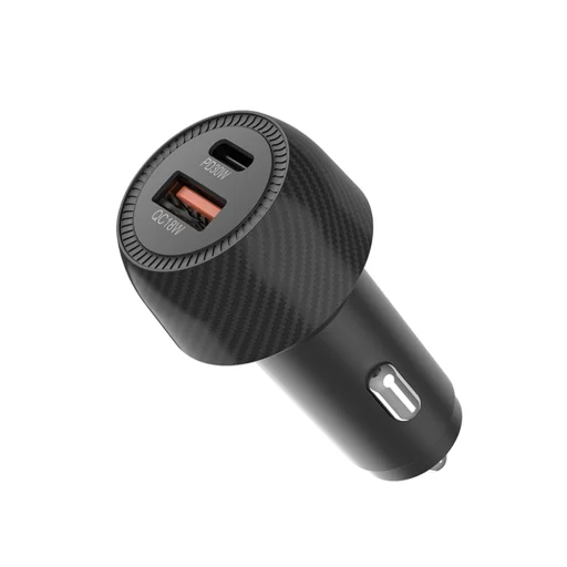 Car Charger Techsuit CarbonVolt (C7) – Gyors töltés 48W, USB, Type-C, QC3.0 18W, PD30W – Fekete - 4