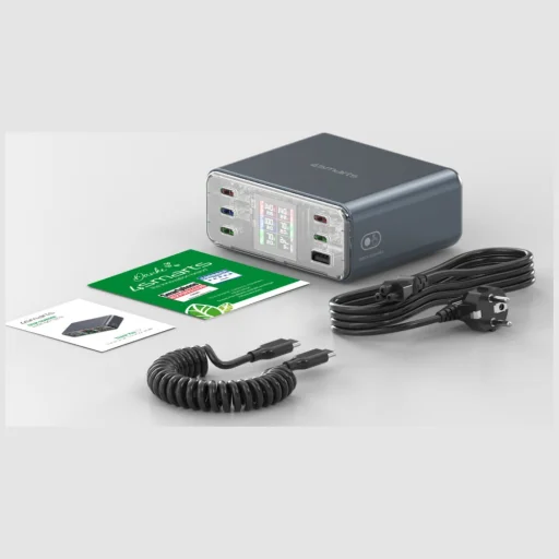 Töltőállomás 4smarts Asztali Töltő Lucid GaN DIY 360W 5xUSB-C 1xUSB-A szürke - 9