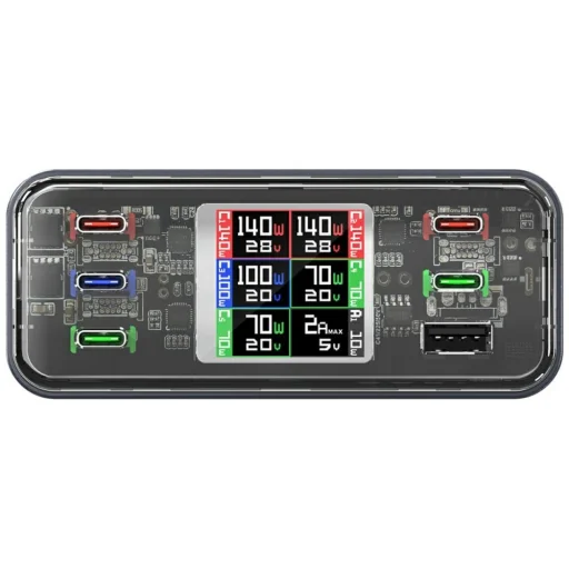 Töltőállomás 4smarts Asztali Töltő Lucid GaN DIY 360W 5xUSB-C 1xUSB-A szürke - 2