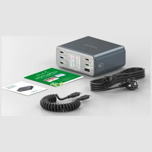 Töltőállomás 4smarts Asztali Töltő Lucid GaN DIY 360W 5xUSB-C 1xUSB-A szürke - 5