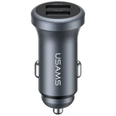 USAMS CC320 Aluminium 2.4A 2xUSB-A autós töltő szürke