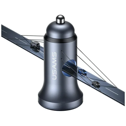 USAMS CC320 Aluminium 2.4A 2xUSB-A autós töltő szürke - 3