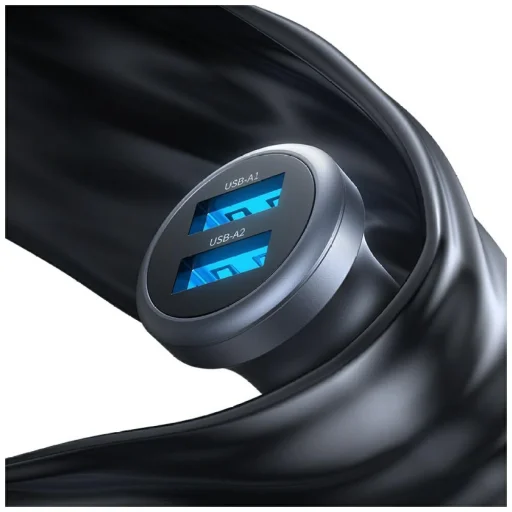 USAMS CC320 Aluminium 2.4A 2xUSB-A autós töltő szürke - 4