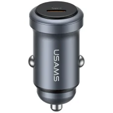 USAMS CC321 autós töltő alumínium 30W PD USB-C szürkeség