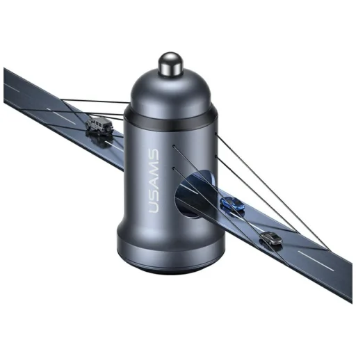 USAMS CC321 autós töltő alumínium 30W PD USB-C szürkeség - 4