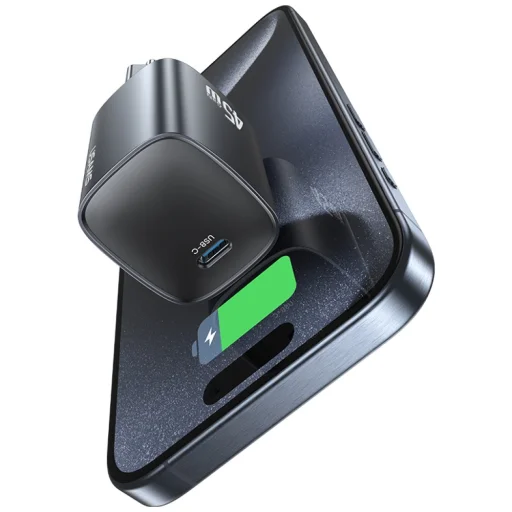 USAMS T66 45W GaN Hálózati Gyorstöltő szürke - 3