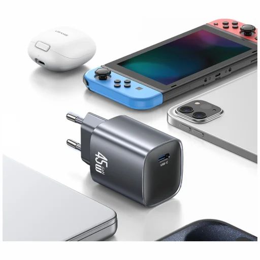 USAMS T66 45W GaN Hálózati Gyorstöltő szürke - 4