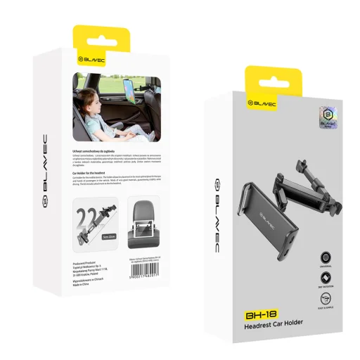 Blavec BH-18 fejtámlára rögzíthető autós tartó (BH18-HRB) fekete - 9