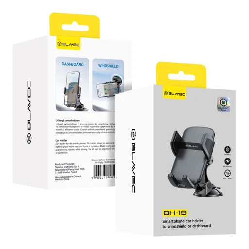 Blavec autós telefontartó BH-19 szélvédőhöz (BH19-WSB) fekete - 7