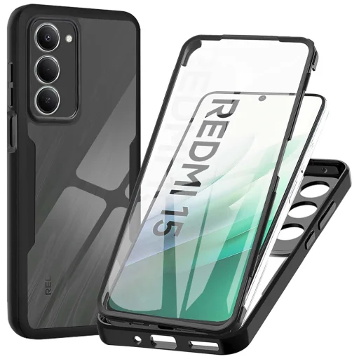 Xiaomi Redmi 15 4G / Redmi 15 5G Techsuit - ColorVerse 360 Series + Képernyővédő - Fekete tok - 1