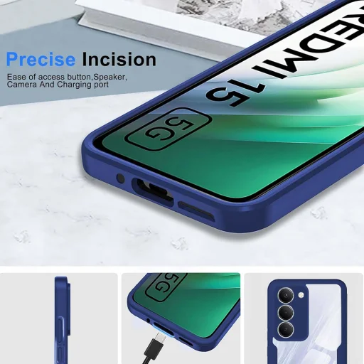 Xiaomi Redmi 15 4G / Redmi 15 5G Kék Techsuit - ColorVerse 360 sorozat + Képernyővédő tok - 2