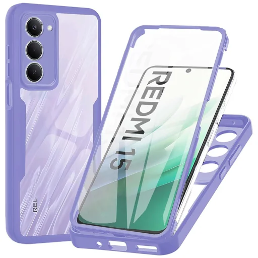 Xiaomi Redmi 15 4G / Redmi 15 5G Purple Techsuit - ColorVerse 360 sorozat + Képernyővédő tok - 1