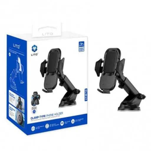 Autós tartó Lito (LT-W10) műszerfalra, Háromrétegű nano-gél tapadókorongokkal, Kettős zárású vákuumrendszerrel, 7.3 hüvelykes max - Szürke - 1