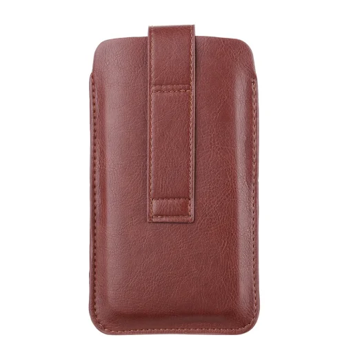 6.7 hüvelykes készülékhez Techsuit Belt Phone Case (BPC1) övre akasztható tok prémium öko bőrből, méret L - barna - 3