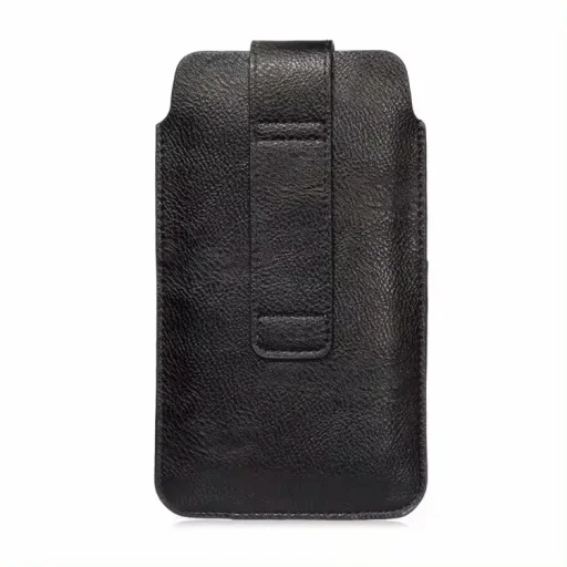 Körülbelül 6.5 hüvelykes telefonhoz, M méret, Fekete Techsuit Belt Phone Case (BPC1) Prémium Öko Bőrből, Övtartóval. - 3
