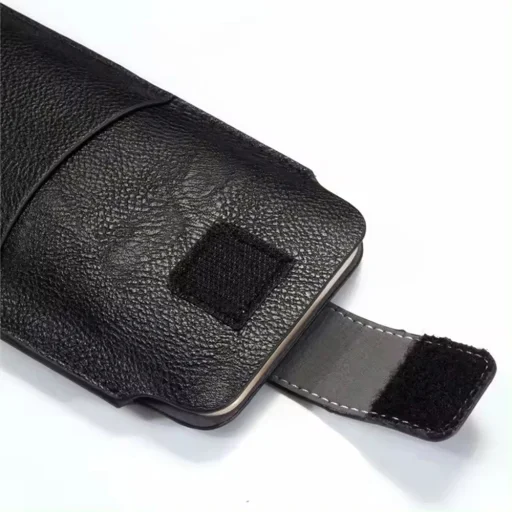 Körülbelül 6.5 hüvelykes telefonhoz, M méret, Fekete Techsuit Belt Phone Case (BPC1) Prémium Öko Bőrből, Övtartóval. - 4