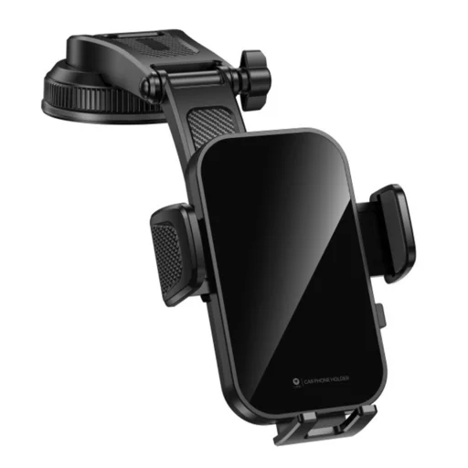 Autó Tartó (LT-W11) - Műszerfalra/Szélvédőre, Mágneses, Egykattintásos Zár, 360°, Alacsony-profilú Dizájn - Fekete Lito - 1