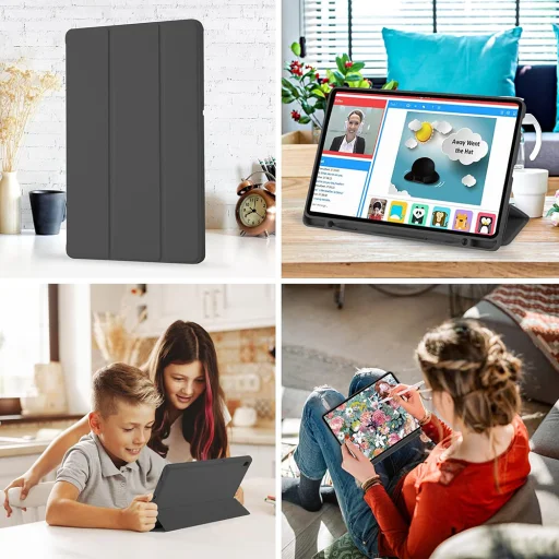 Samsung Galaxy Tab S6 Lite (2020/2022/2024) Techsuit - Flex Trifold (Pencil Holderrel) - Fekete tok - 3