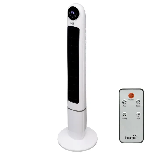 Home TWFR 120 oszlopventilátor, 50 W, 120 cm, 3 fokozat, 75°-os oszcillálás, távirányító, világító kijelző, fehér - 1