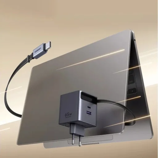 Hálózati töltő UGREEN X615, 65W, 3A, 1 x USB-A - 1 x USB-C, USB-C kábellel, Szürke - 3