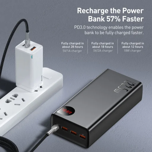 Powerbank Baseus Adaman, 40000mAh, 22.5W, QC + PD, Fekete - 5