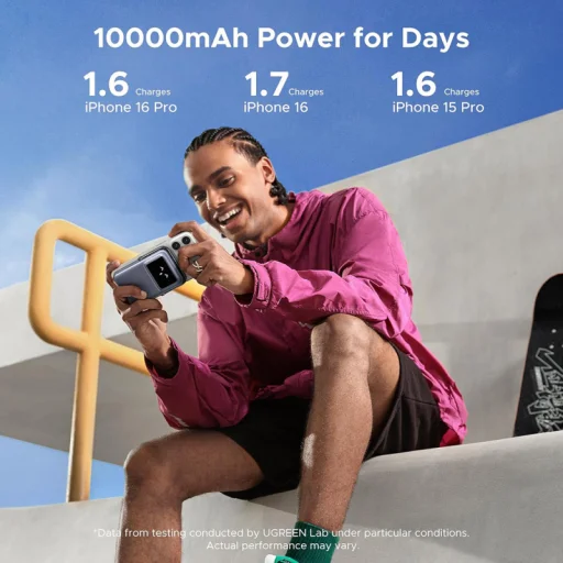 UGREEN PB764 Uno powerbank, 10000mAh, 20W, PD + FQI, Szürke - 9