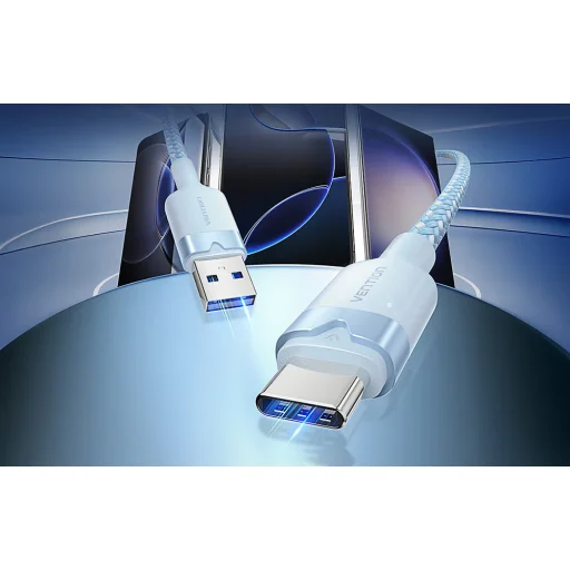 USB 2.0 A férfi - C férfi 3A kábel Vention CTNLF 1M (Kék) - 3