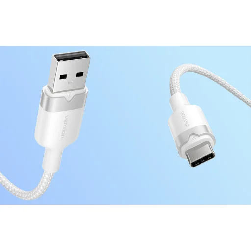 USB 2.0 A Male - USB-C 3A kábel Vention CTNWF 1M (fehér) - 4