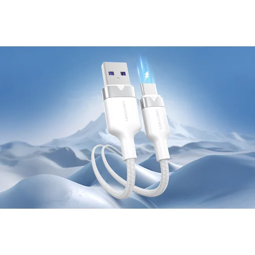 USB 2.0 A Male - C Male 6A kábel Vention CTOWF 1M (Fehér) - 3