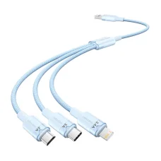 3 az 1-ben USB 2.0 A - USB-C/Lightning/Micro-B kábel Vention CTPLG 1,5M (kék)