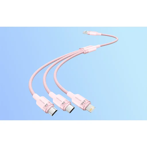 USB 2.0 A férfi - 3 az 1-ben 3A kábel Vention CTPPG 1,5M (Rózsaszín) - 3