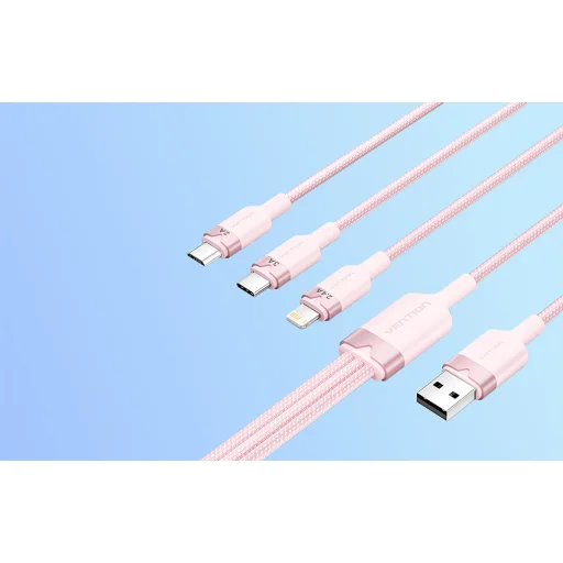 USB 2.0 A férfi - 3 az 1-ben 3A kábel Vention CTPPG 1,5M (Rózsaszín) - 7