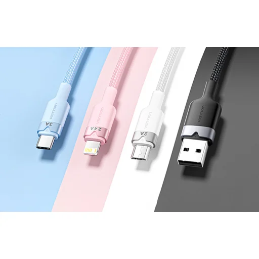 Fehér Vention CTPWG 3in1 3A kábel 1,5M USB 2.0 A - 4