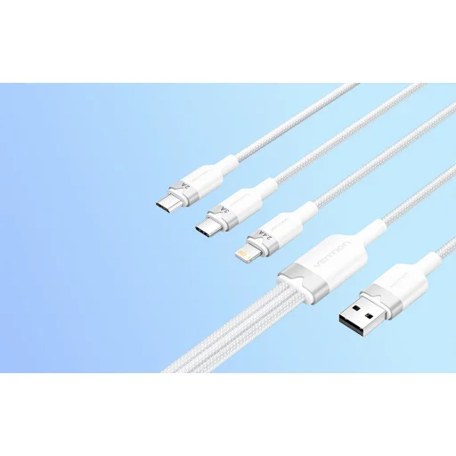 Fehér Vention CTPWG 3in1 3A kábel 1,5M USB 2.0 A - 7