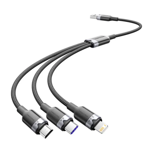 USB 2.0 A Férfi - 3 az 1-ben 6A Kábel Vention CTRBG 1,5M (Fekete) - 1