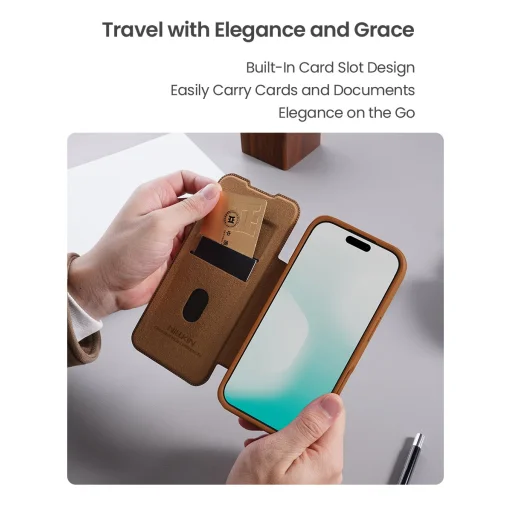 Nillkin Qin Book PRO fliptok Apple iPhone Air Barna tok - 7