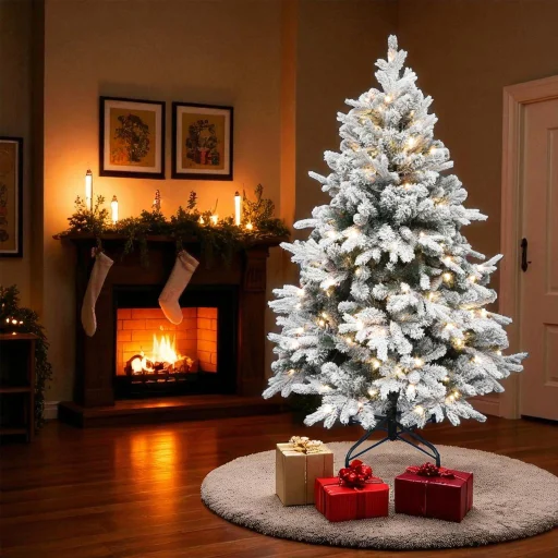 Home KMF8LED150 havas műfenyő LED-ekkel, 170db melegfehér LED, 8 program, 150cm magas, 101cm átmérő, 3D és 2D tűlevelek, hálózati tápellátás, beltéri kivitel - 1