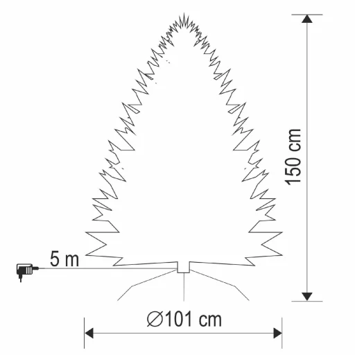 Home KMF8LED150 havas műfenyő LED-ekkel, 170db melegfehér LED, 8 program, 150cm magas, 101cm átmérő, 3D és 2D tűlevelek, hálózati tápellátás, beltéri kivitel - 3